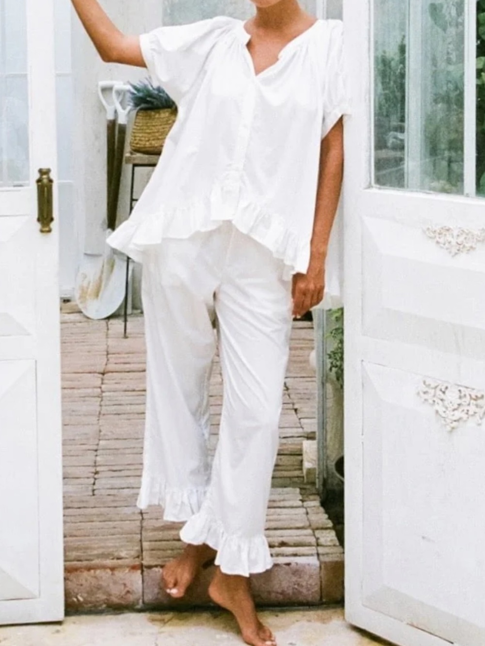 PIYAMA SOPHIE SLEEP SET COTTON MODAL OFF WHITE - M